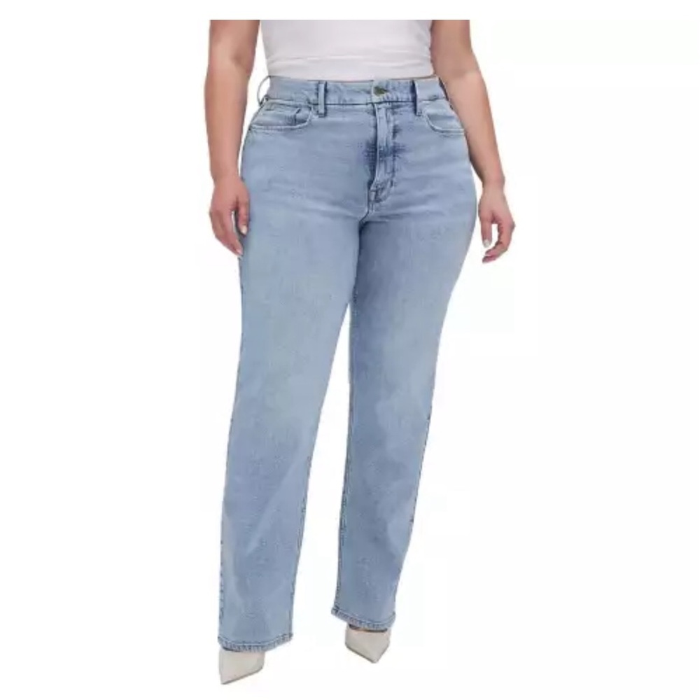 Good American straight icon stretch jeans 10 12 high rise